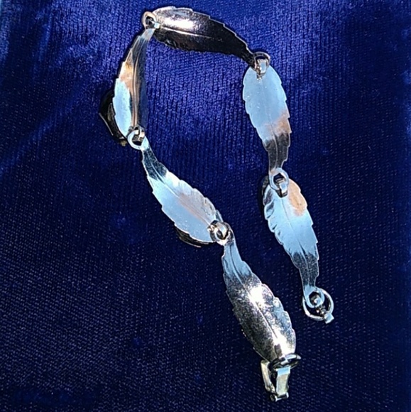 ▶️SALE VINTAGE Silver Leaf SmokeyQuartz Bracelet - Picture 7 of 8